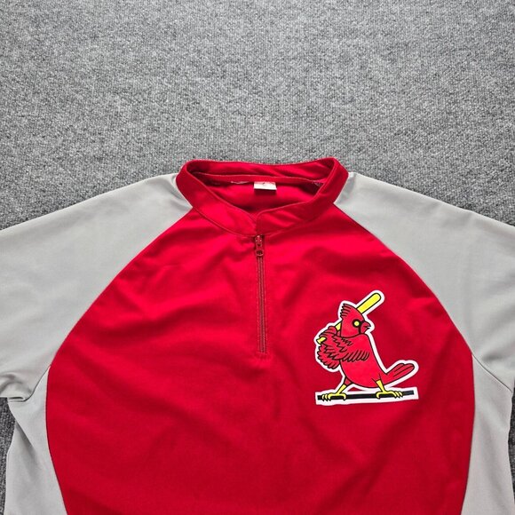St Louis Cardinals Shirt Mens XL Red Gray 1/4 Zip Shirt Baseball Sports Training - Picture 2 of 9